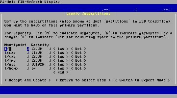 ncurses partitioning